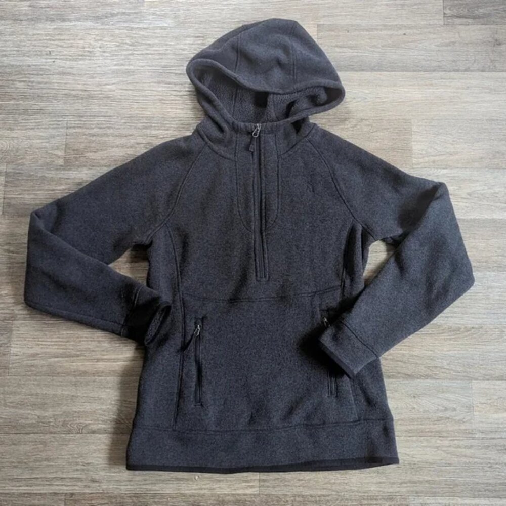 The North Face Women's Crescent 1/2 Zip Pullover Heathered Black Fleece Size Sm